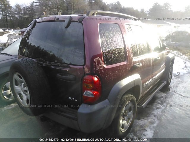 1J4GL48K23W558236 - 2003 JEEP LIBERTY SPORT/FREEDOM MAROON photo 4