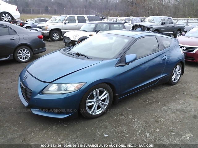 JHMZF1C66BS007259 - 2011 HONDA CR-Z EX BLUE photo 2