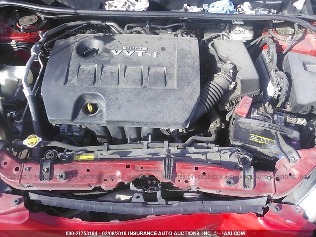 2T1KU4EE7AC198480 - 2010 TOYOTA COROLLA MATRIX  RED photo 10