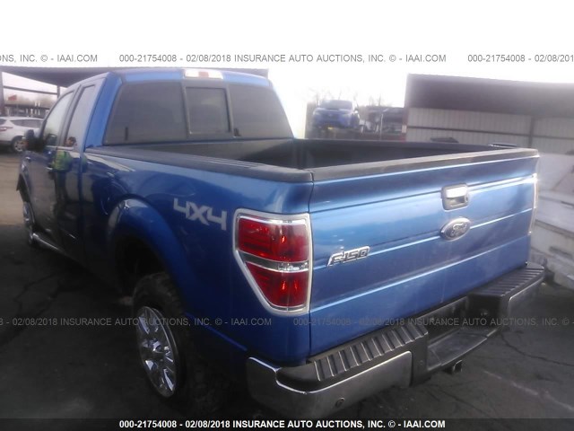 1FTFX1ET9CFA04693 - 2012 FORD F150 SUPER CAB BLUE photo 3