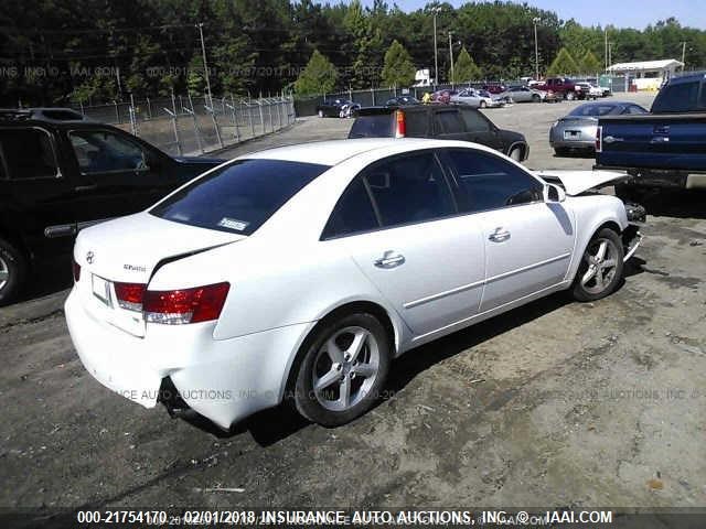 5NPEU46F46H112678 - 2006 HYUNDAI SONATA GLS/LX WHITE photo 4