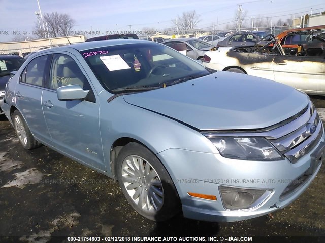 3FADP0L33BR150678 - 2011 FORD FUSION HYBRID Light Blue photo 1