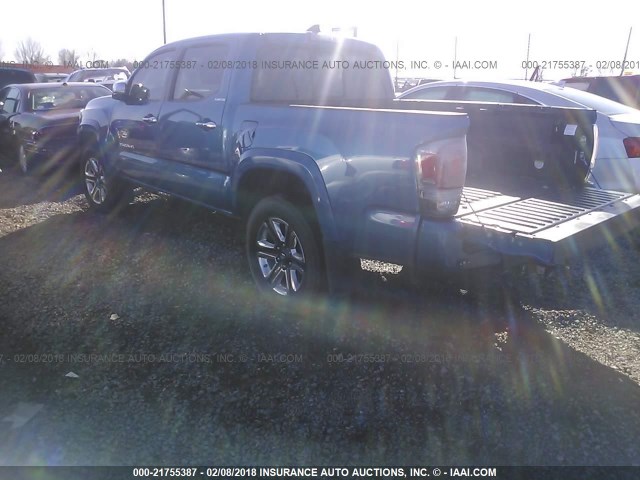 5TFGZ5AN1GX023428 - 2016 TOYOTA TACOMA DOUBLE CAB/LTD BLUE photo 3