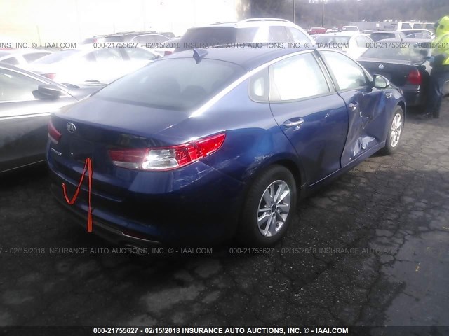 5XXGT4L36JG191569 - 2018 KIA OPTIMA LX/S BLUE photo 4