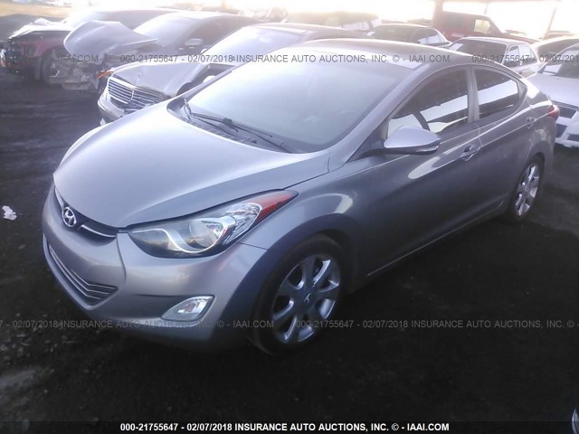 KMHDH4AE0CU218573 - 2012 HYUNDAI ELANTRA GLS/LIMITED GRAY photo 2