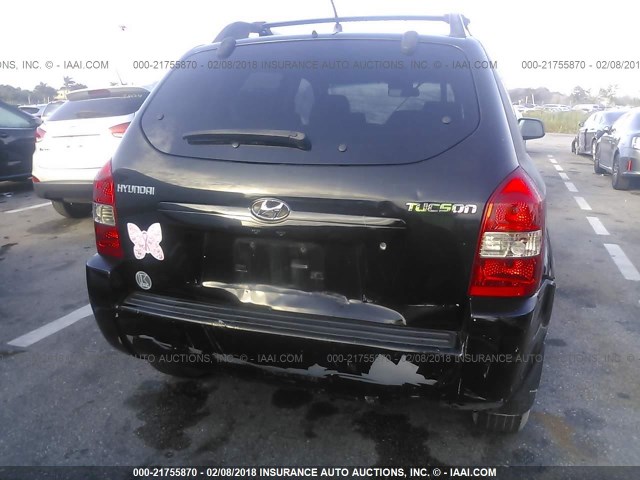 KM8JM12B76U278405 - 2006 HYUNDAI TUCSON GL BLACK photo 6