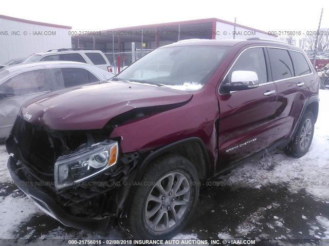 1C4RJFBG7EC517786 - 2014 JEEP GRAND CHEROKEE LIMITED RED photo 2