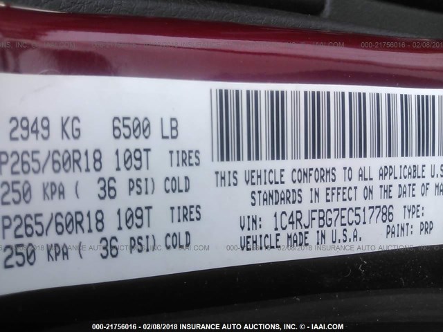 1C4RJFBG7EC517786 - 2014 JEEP GRAND CHEROKEE LIMITED RED photo 9