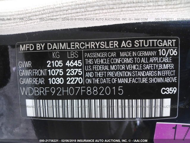 WDBRF92H07F882015 - 2007 MERCEDES-BENZ C 280 4MATIC BLACK photo 9