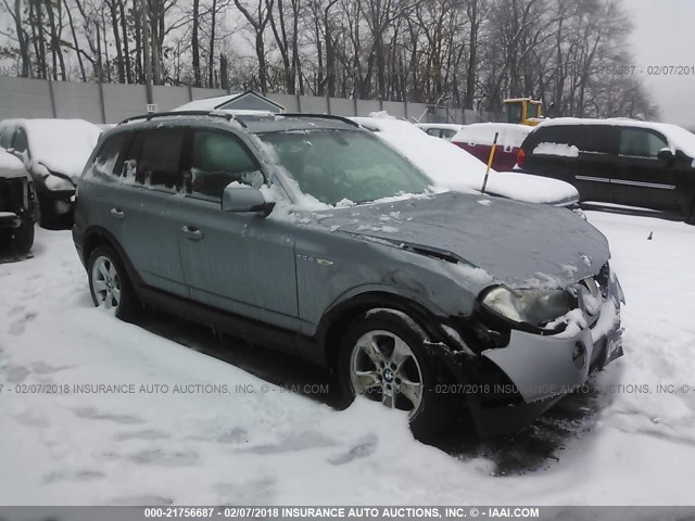 WBXPC93447WF03987 - 2007 BMW X3 3.0SI SILVER photo 1