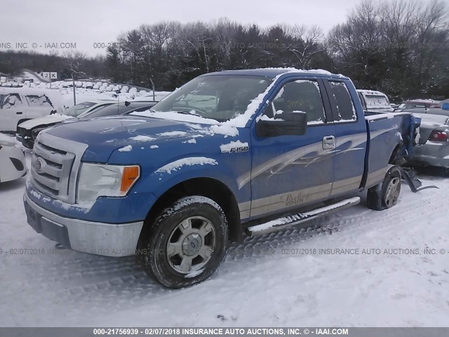 1FTPX14V99KC62641 - 2009 FORD F150 SUPER CAB BLUE photo 2