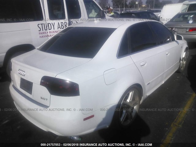 WAUAF78E68A073436 - 2008 AUDI A4 2.0T WHITE photo 4