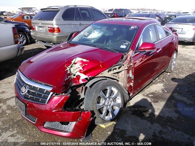 1G6AB5RA5D0113233 - 2013 CADILLAC ATS LUXURY RED photo 2