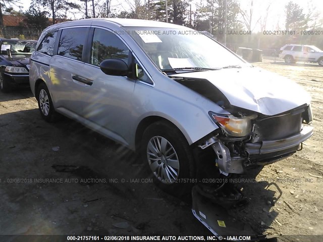 5FNRL5H27EB052249 - 2014 HONDA ODYSSEY LX SILVER photo 1