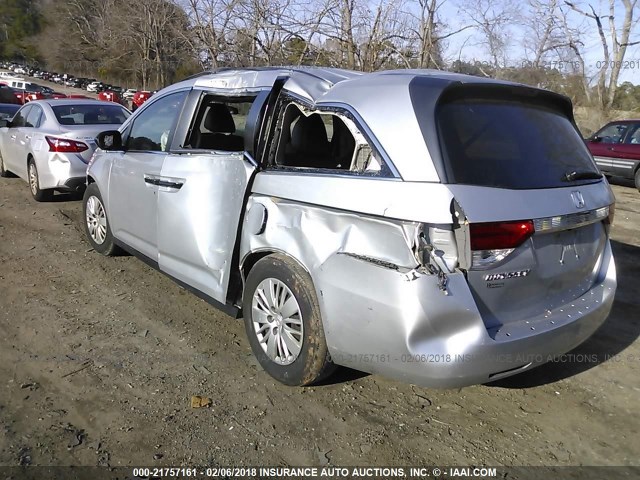 5FNRL5H27EB052249 - 2014 HONDA ODYSSEY LX SILVER photo 3