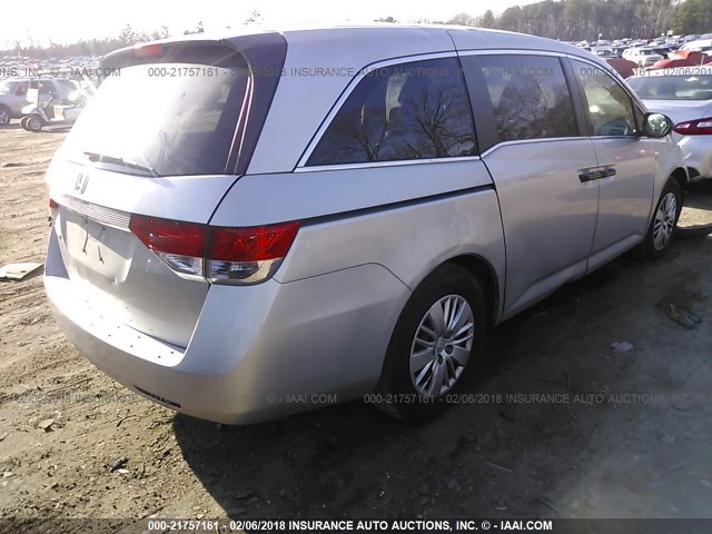 5FNRL5H27EB052249 - 2014 HONDA ODYSSEY LX SILVER photo 4