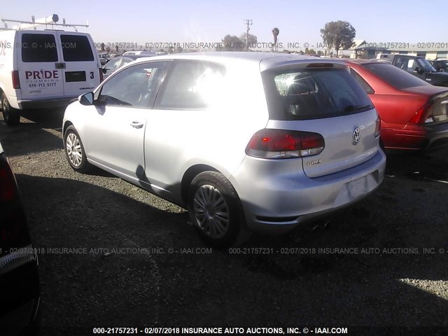 WVWBB7AJ9BW345143 - 2011 VOLKSWAGEN GOLF SILVER photo 3