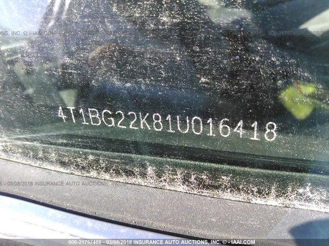 4T1BG22K81U016418 - 2001 TOYOTA CAMRY CE/LE/XLE შავი ფოტო 9