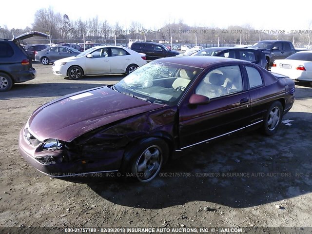 2G1WW12M1W9189246 - 1998 CHEVROLET MONTE CARLO LS MAROON photo 2