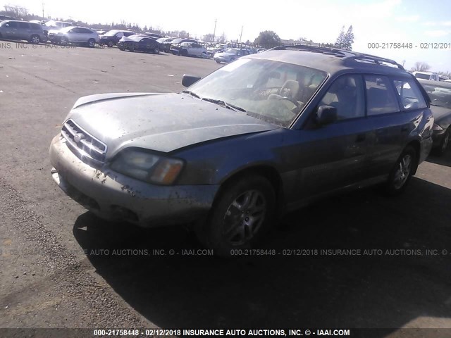 4S3BH665117633087 - 2001 SUBARU LEGACY OUTBACK GREEN photo 2