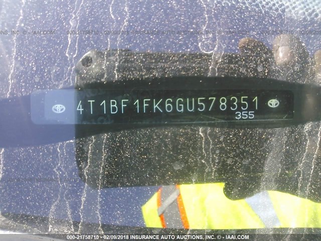 4T1BF1FK6GU578351 - 2016 TOYOTA CAMRY LE/XLE/SE/XSE ლურჯი ფოტო 9