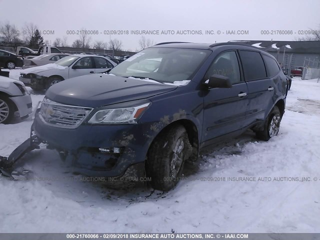 1GNKVFED5DJ112597 - 2013 CHEVROLET TRAVERSE LS BLUE photo 2