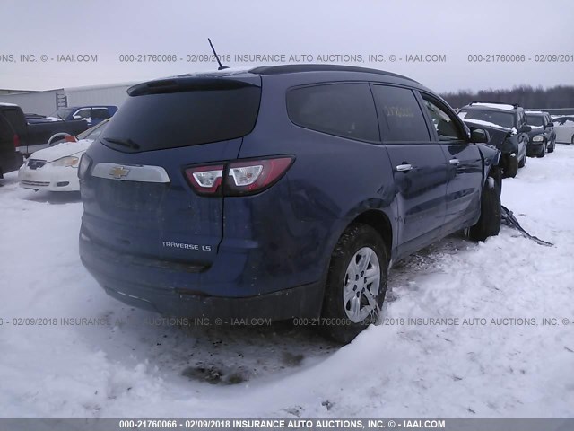 1GNKVFED5DJ112597 - 2013 CHEVROLET TRAVERSE LS BLUE photo 4