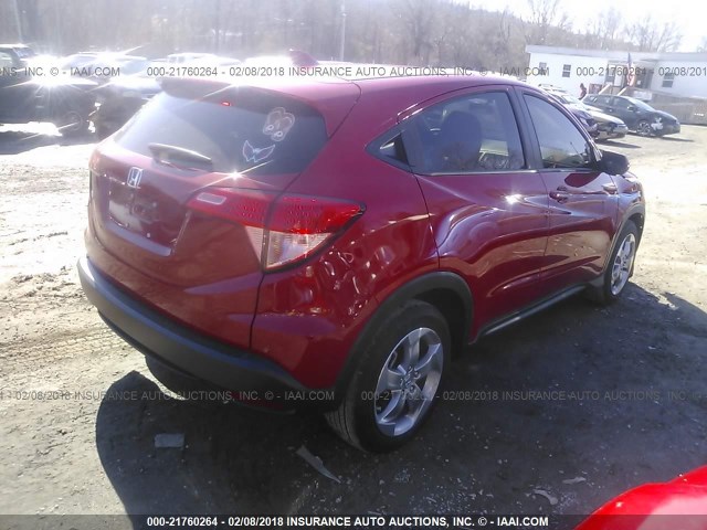 3CZRU5H34HM711145 - 2017 HONDA HR-V LX RED photo 4