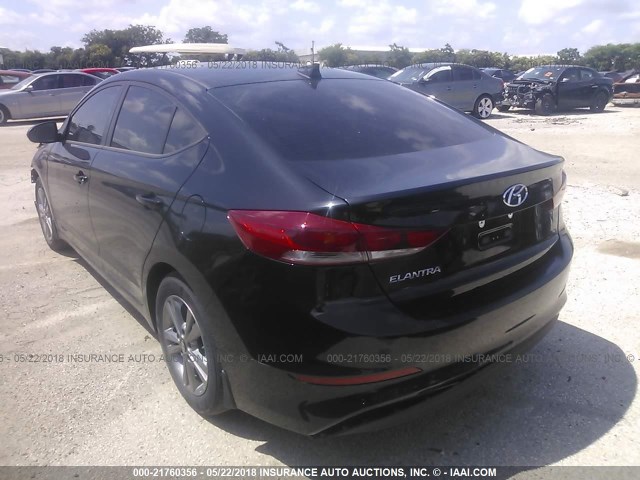 KMHD84LF3JU449454 - 2018 HYUNDAI ELANTRA SEL/VALUE/LIMITED BLACK photo 3