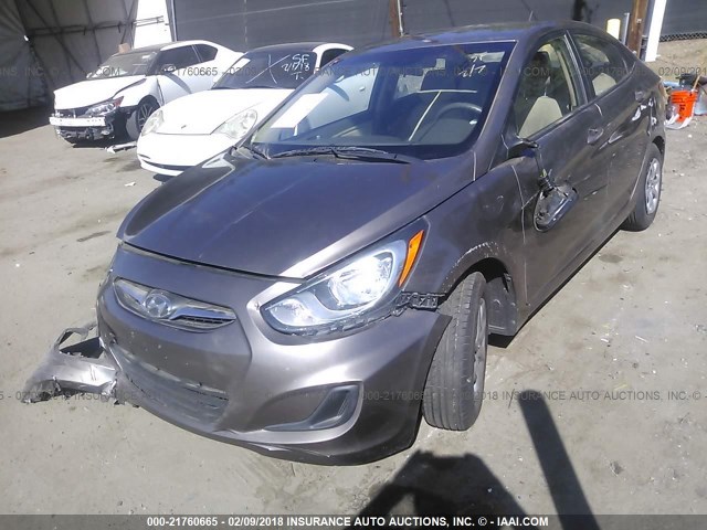 KMHCT4AE7EU677113 - 2014 HYUNDAI ACCENT GLS/GS BROWN photo 2