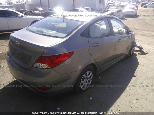 KMHCT4AE7EU677113 - 2014 HYUNDAI ACCENT GLS/GS BROWN photo 4