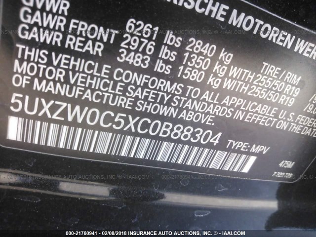 5UXZW0C5XC0B88304 - 2012 BMW X5 XDRIVE35D Siyah fotoğraf 9