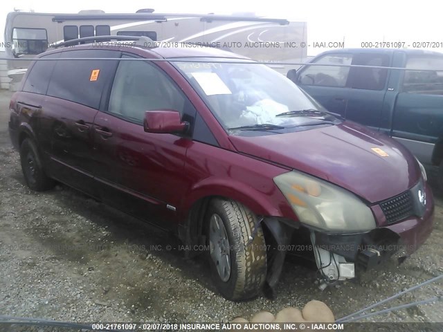 5N1BV28U16N100578 - 2006 NISSAN QUEST S/SE/SL RED photo 1