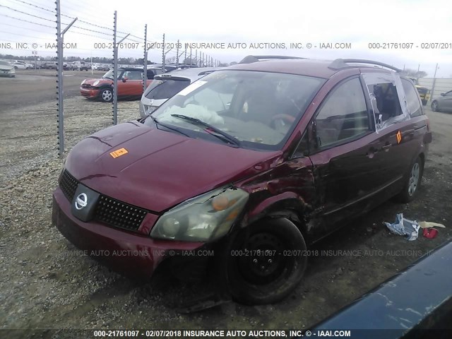 5N1BV28U16N100578 - 2006 NISSAN QUEST S/SE/SL RED photo 2