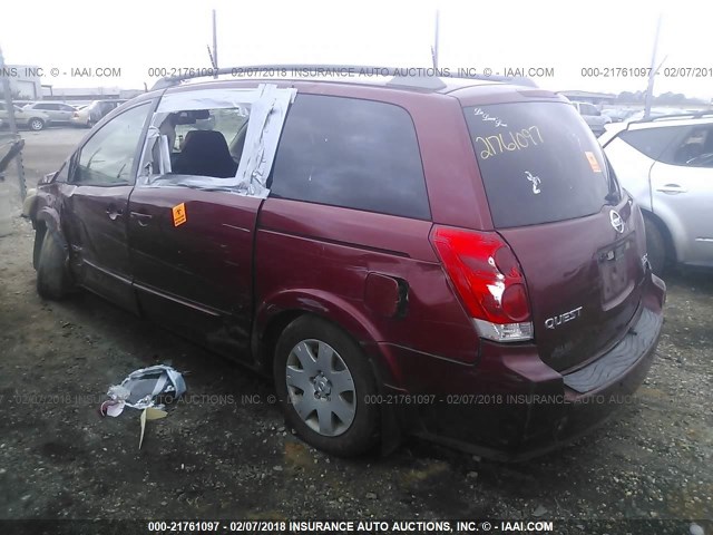 5N1BV28U16N100578 - 2006 NISSAN QUEST S/SE/SL RED photo 3