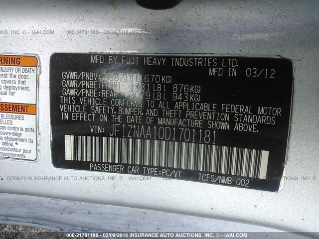 JF1ZNAA10D1701181 - 2013 TOYOTA SCION FR-S ვერცხლისფერი ფოტო 9