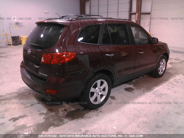 5NMSH13E87H103403 - 2007 HYUNDAI SANTA FE SE/LIMITED MAROON photo 4