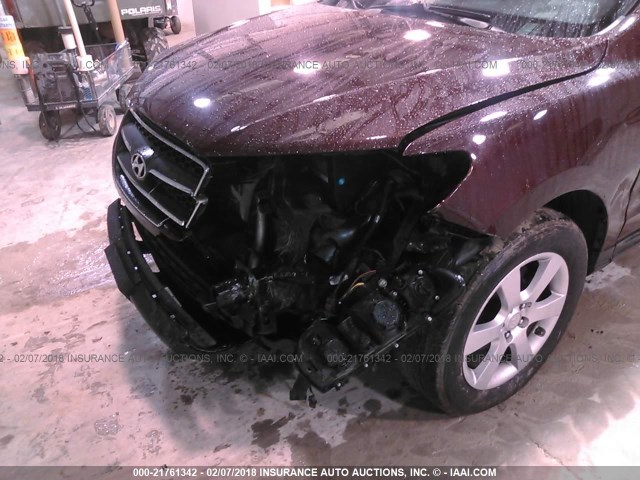 5NMSH13E87H103403 - 2007 HYUNDAI SANTA FE SE/LIMITED MAROON photo 6