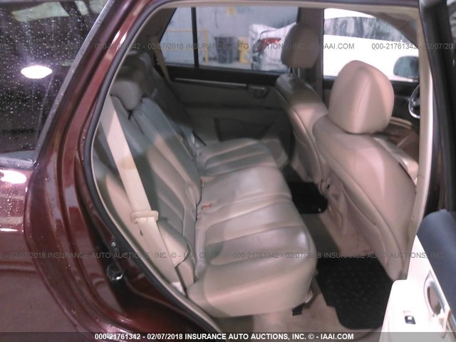 5NMSH13E87H103403 - 2007 HYUNDAI SANTA FE SE/LIMITED MAROON photo 8