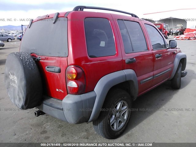 1J4GL48K84W298538 - 2004 JEEP LIBERTY SPORT RED photo 4