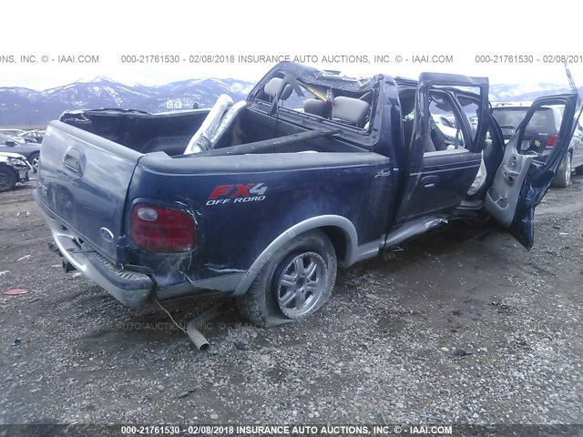 1FTRW08L92KC53930 - 2002 FORD F150 SUPERCREW BLUE photo 4