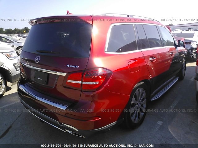 4JGDF6EE5HA774057 - 2017 MERCEDES-BENZ GLS 450 4MATIC RED photo 4