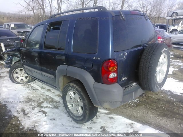 1J4GL48KX2W166345 - 2002 JEEP LIBERTY SPORT BLUE photo 3