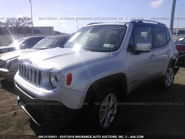 ZACCJBDB8HPF72442 - 2017 JEEP RENEGADE LIMITED SILVER photo 2