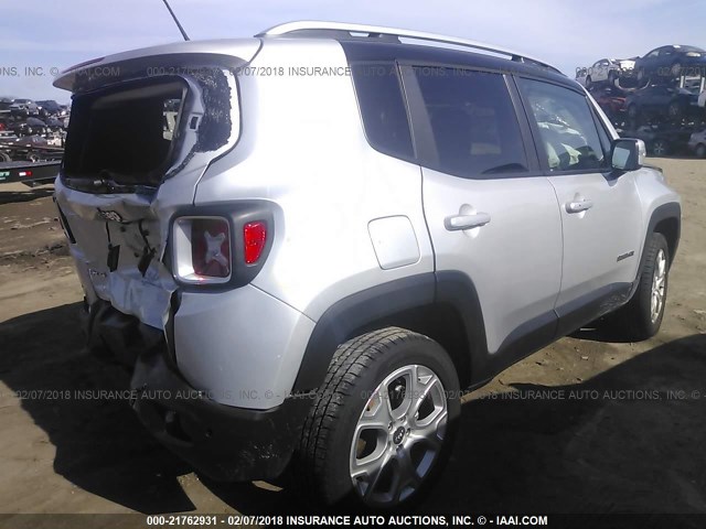 ZACCJBDB8HPF72442 - 2017 JEEP RENEGADE LIMITED SILVER photo 4