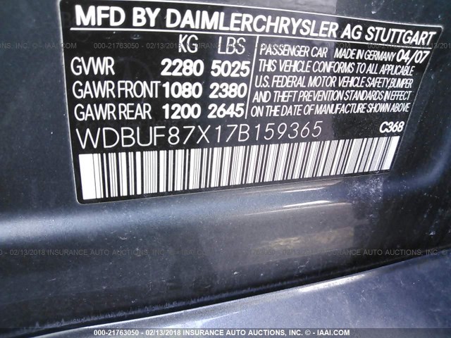 WDBUF87X17B159365 - 2007 MERCEDES-BENZ E 350 4MATIC Light Blue photo 9