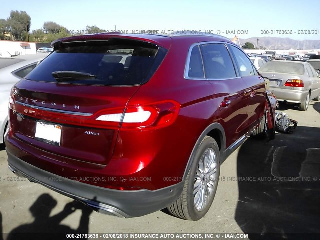 2LMPJ8LR2HBL52849 - 2017 LINCOLN MKX RESERVE RED photo 4