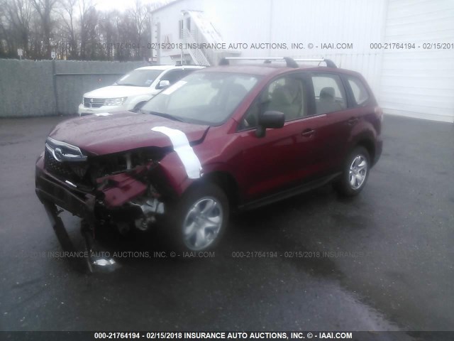 JF2SJAAC2FG461609 - 2015 SUBARU FORESTER 2.5I RED photo 2