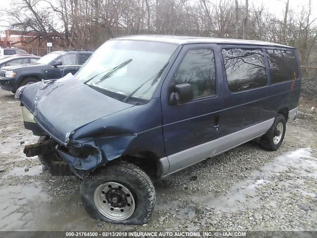 1FMHE31LXVHB39829 - 1997 FORD ECONOLINE E350 BLUE photo 2