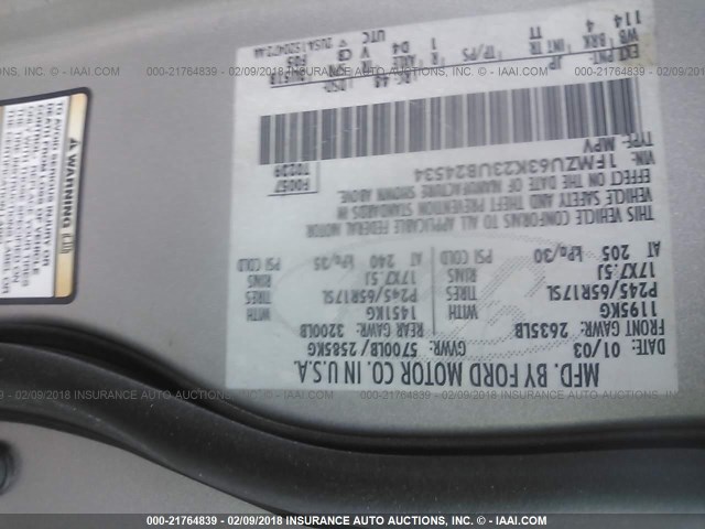 1FMZU63K23UB24534 - 2003 FORD EXPLORER XLT/XLT SPORT/NBX 银色 照片 9